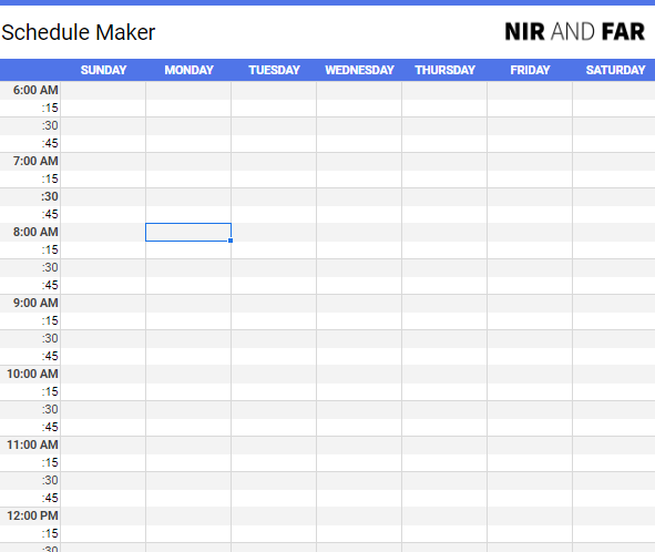 Free Schedule Maker: a Google Sheet to Plan Your Week