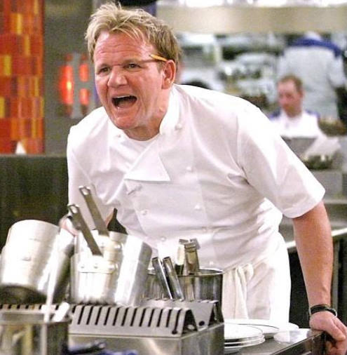 Gordon Ramsay exhibits bad boss behavior, yelling at a worker in restaurant